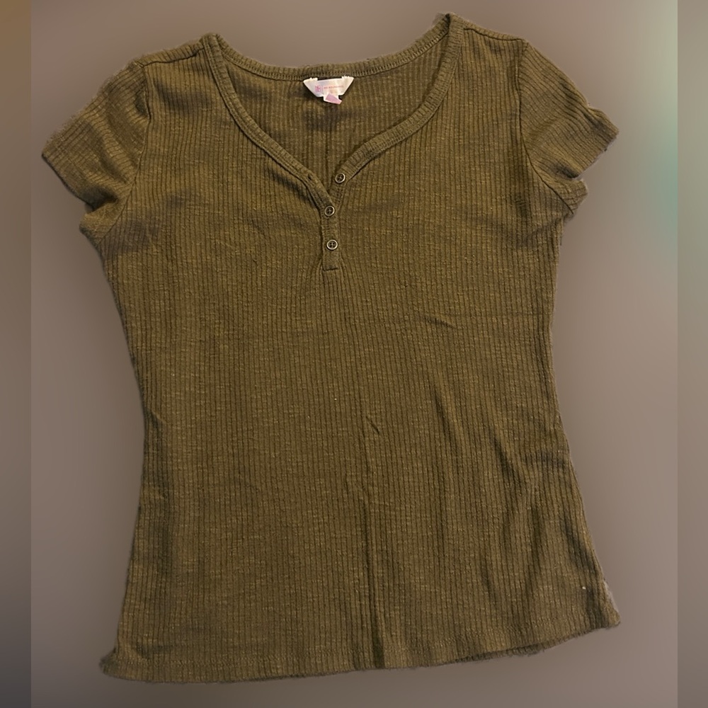 Olive Green Ribbed Women's Top